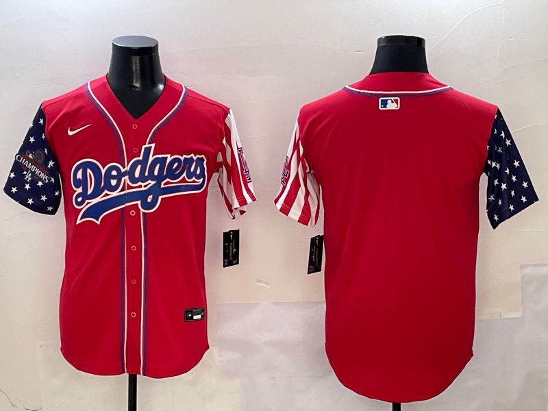 Men Los Angeles Dodgers Blank Red a generation of national flags Joint name 2025 Nike MLB Jersey style 2